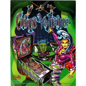 1997 Cirqus Voltaire Pinball Machine Flyer Bally Vintage Arcade Game Promo